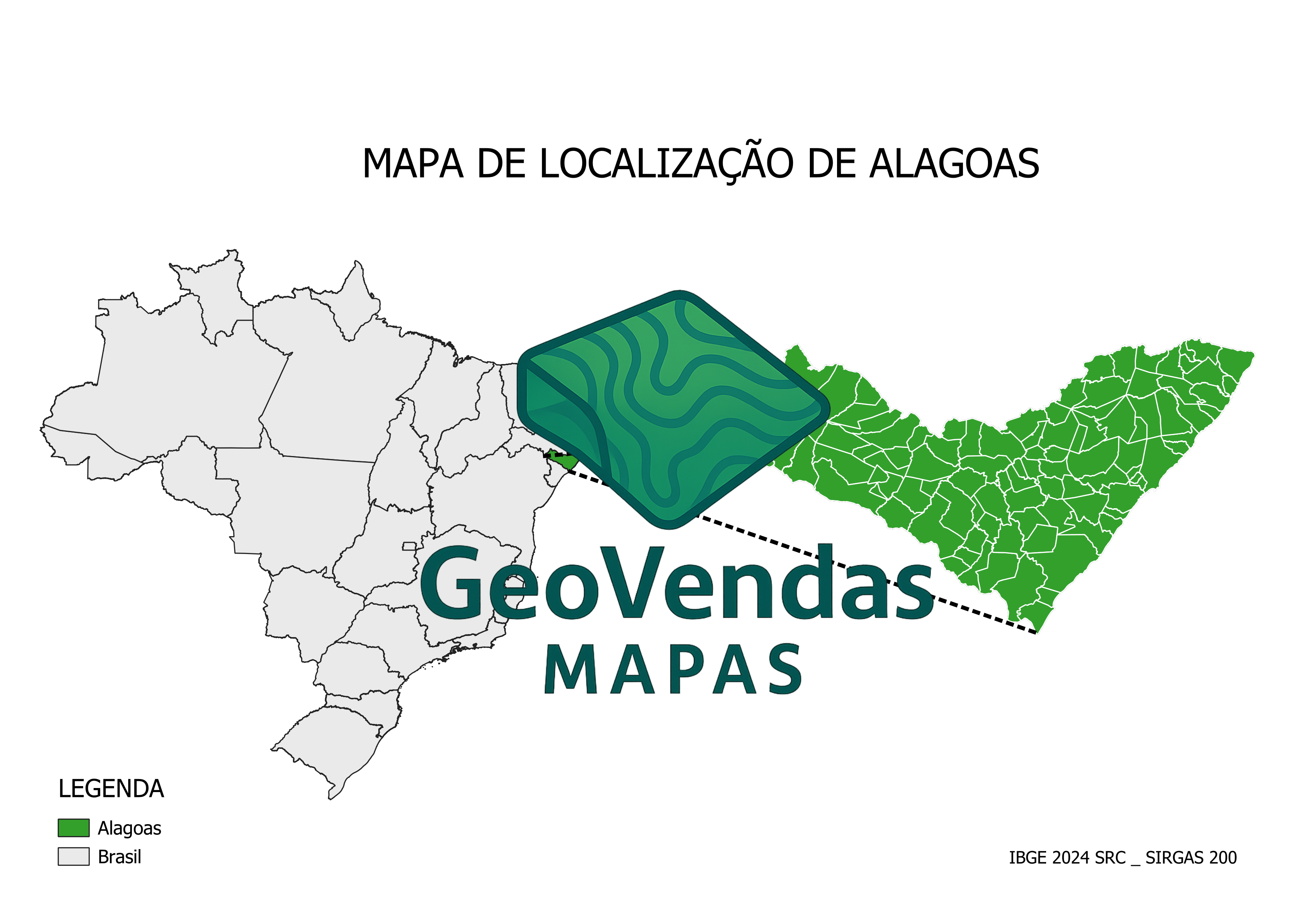 Mapa de localização de Alagoas