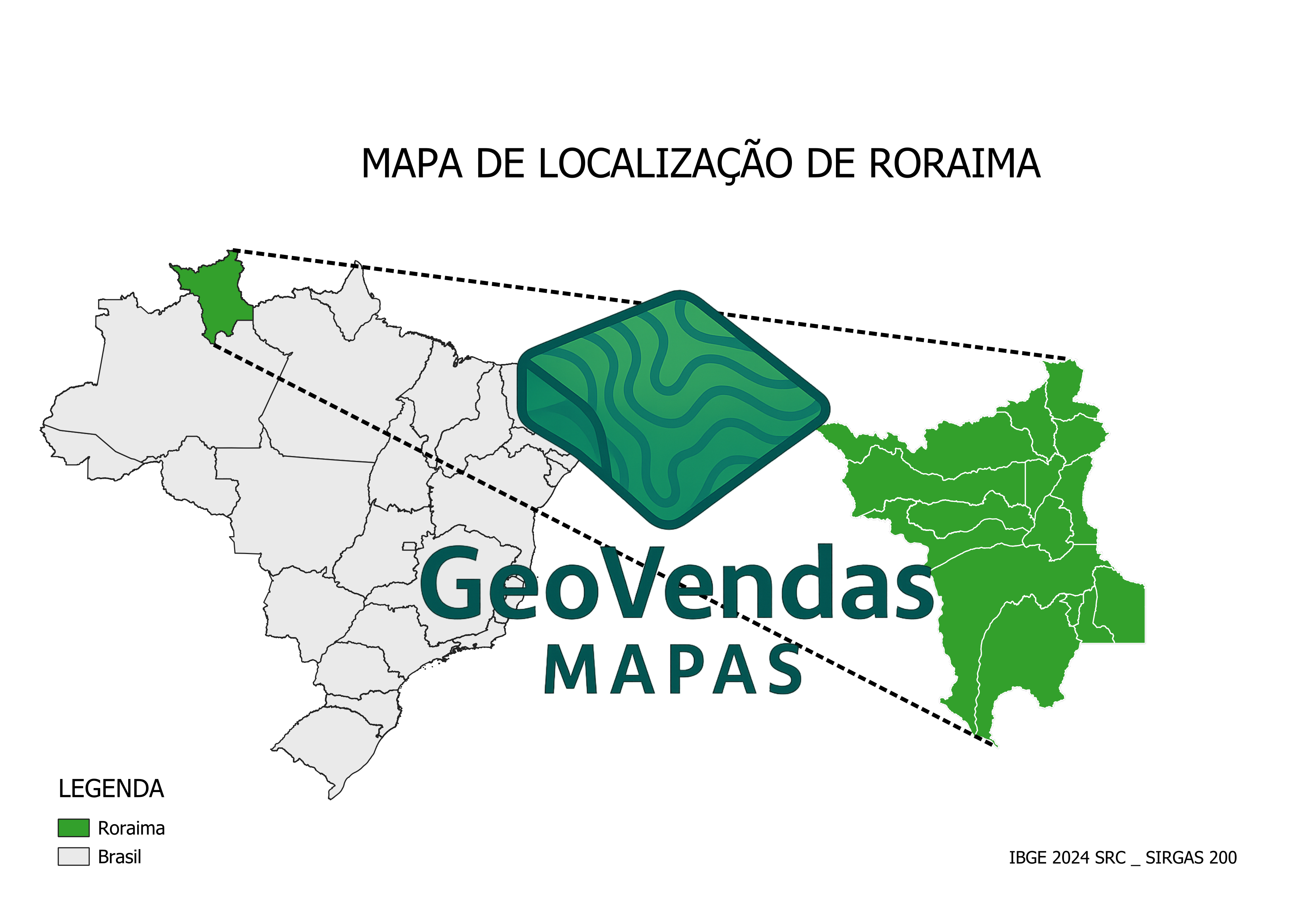 Mapa de localização de Roraima